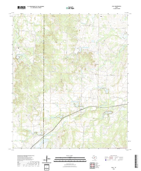 Hall, TX — USGS 7.5-minute topo (2022)