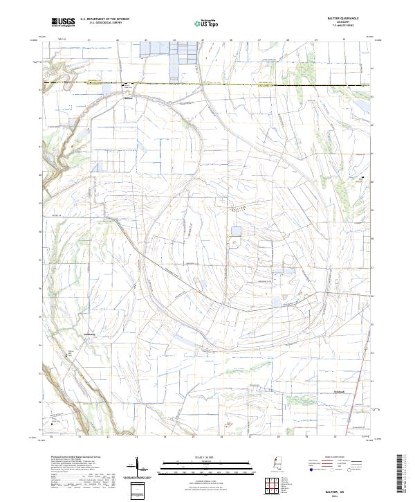 Baltzer, MS — USGS 7.5-minute topo (2024)