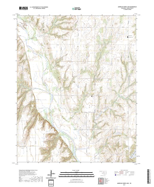 American Horse Lake, OK — USGS 7.5-minute topo (2023)