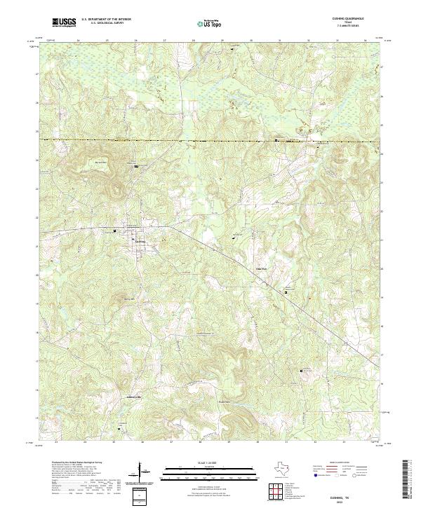 Cushing, TX — USGS 7.5-minute topo (2022)