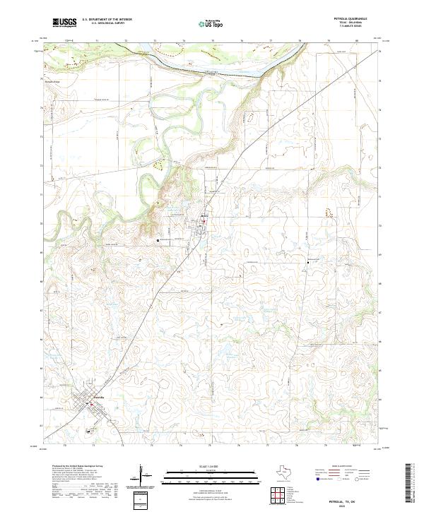 Petrolia, TX-OK — USGS 7.5-minute topo (2022)