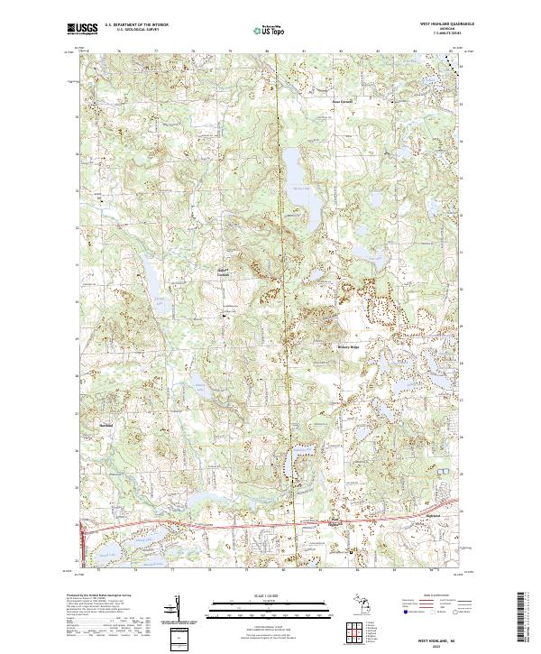 West Highland, MI — USGS 7.5-minute topo (2023)