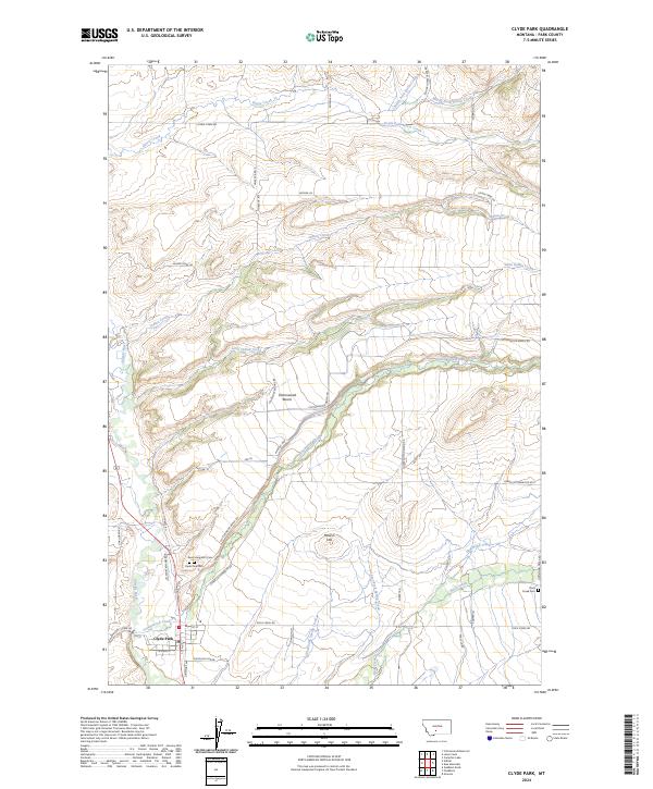 Clyde Park, MT — USGS 7.5-minute topo (2024)