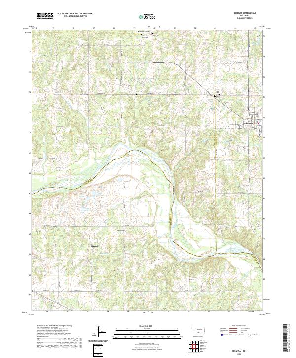 Konawa, OK — USGS 7.5-minute topo (2022)