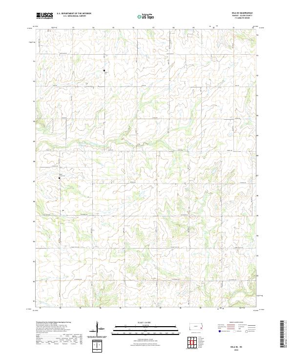 Iola SE, KS — USGS 7.5-minute topo (2022)