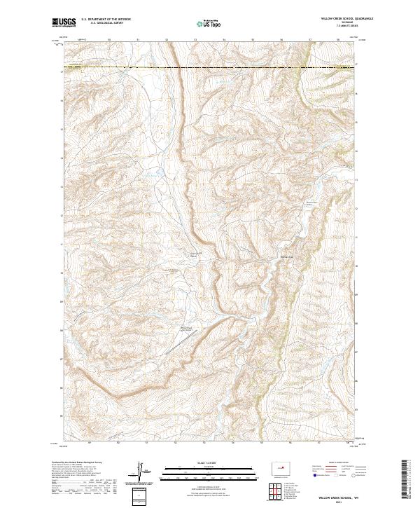 Willow Creek School, WY — USGS 7.5-minute topo (2021)
