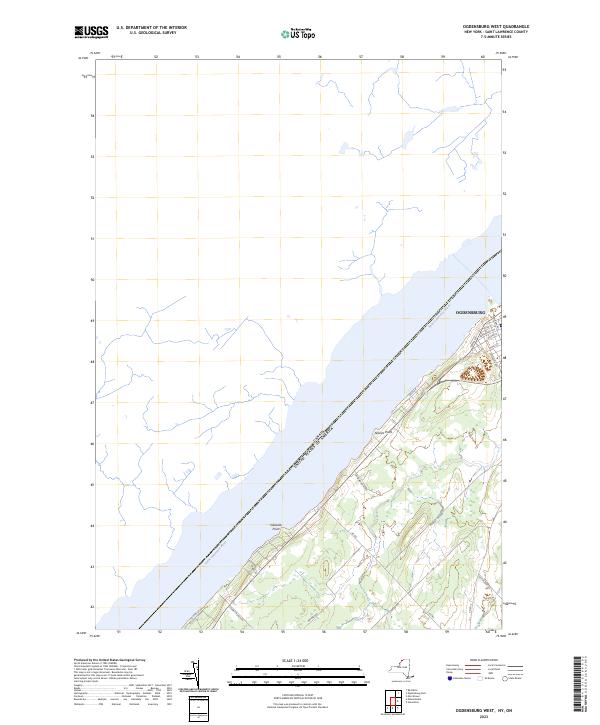 Ogdensburg West, NY-ON — USGS 7.5-minute topo (2023)