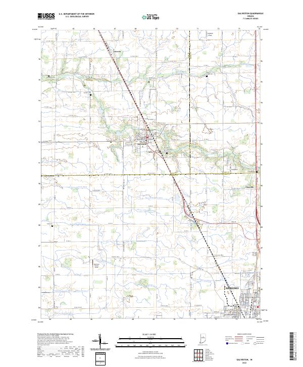 Galveston, IN — USGS 7.5-minute topo (2022)