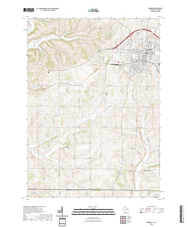 Monroe, WI-IL — USGS 7.5-minute topo (2022)