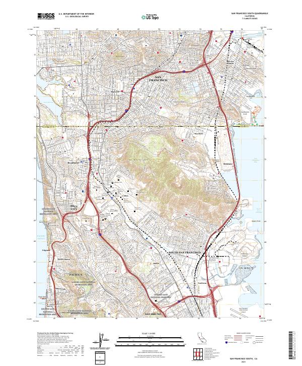 San Francisco South, CA — USGS 7.5-minute topo (2021)