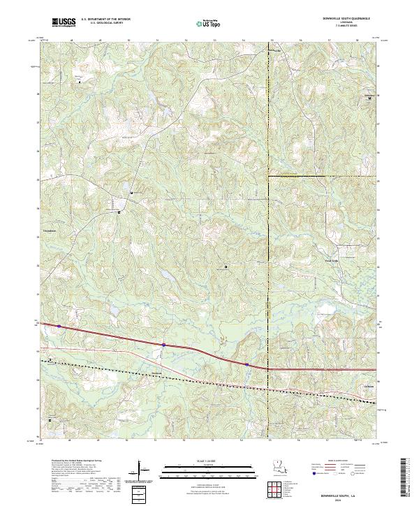 Downsville South, LA — USGS 7.5-minute topo (2024)