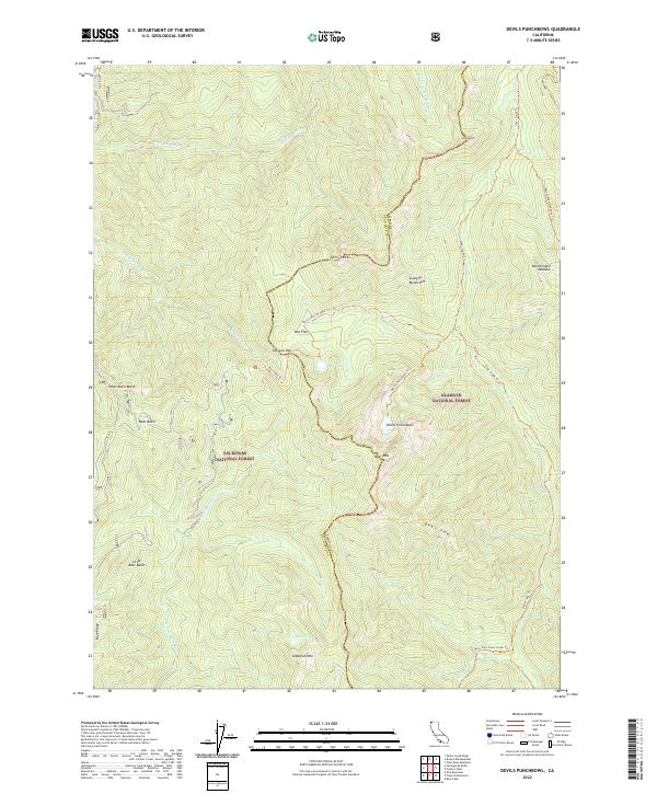 Devils Punchbowl, CA — USGS 7.5-minute topo (2022)