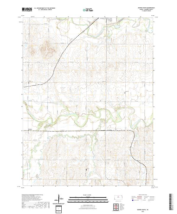 Downs South, KS — USGS 7.5-minute topo (2022)