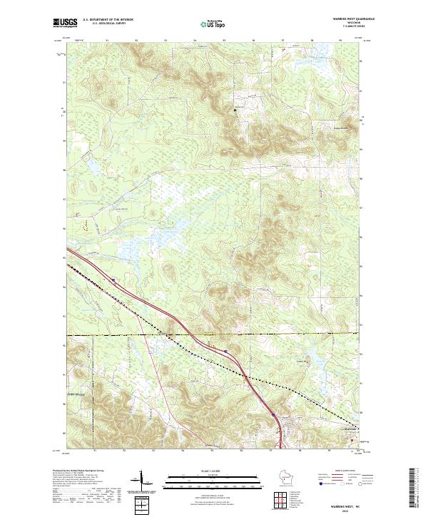 Warrens West, WI — USGS 7.5-minute topo (2022)