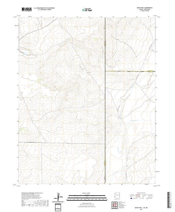 Barth Well, AZ-NM — USGS 7.5-minute topo (2021)