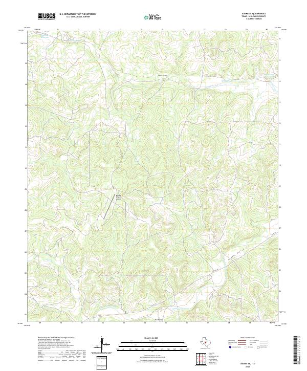 Adams SE, TX — USGS 7.5-minute topo (2022)