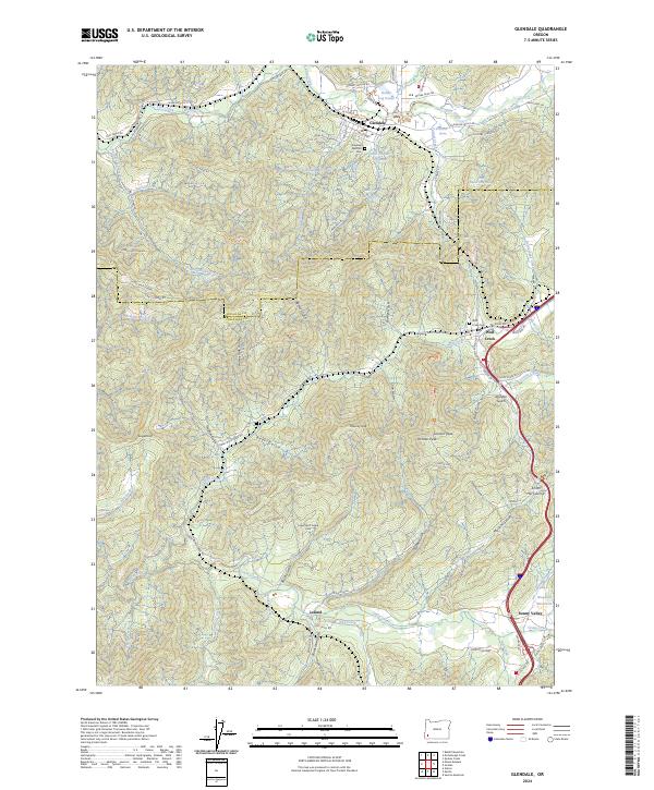 Glendale, OR — USGS 7.5-minute topo (2024)
