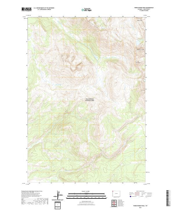Three Rivers Peak, WY — USGS 7.5-minute topo (2021)