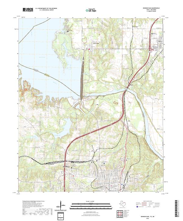 Denison Dam, TX-OK — USGS 7.5-minute topo (2022)