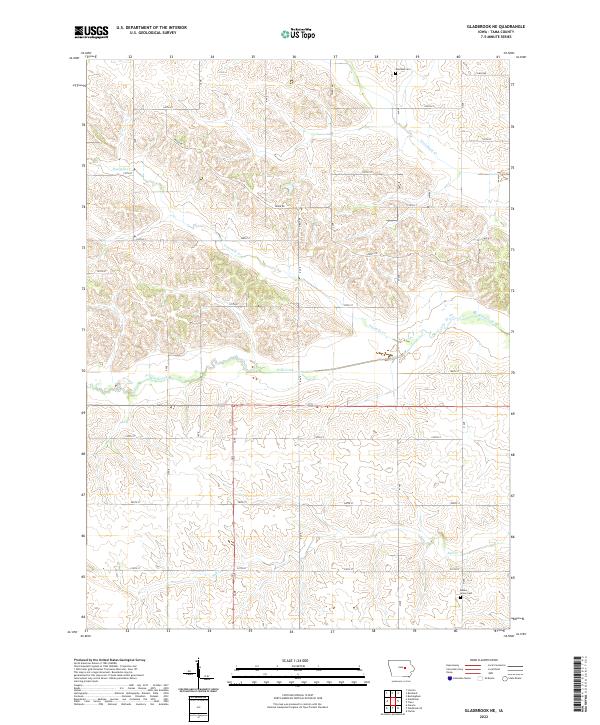 Gladbrook NE, IA — USGS 7.5-minute topo (2022)