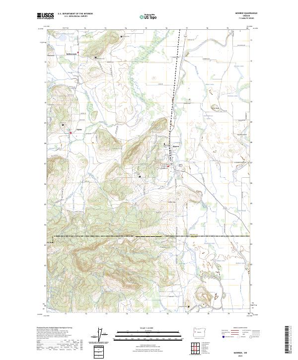 Monroe, OR — USGS 7.5-minute topo (2023)