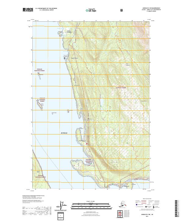 Juneau B-3 NE, AK — USGS 7.5-minute topo (2021)
