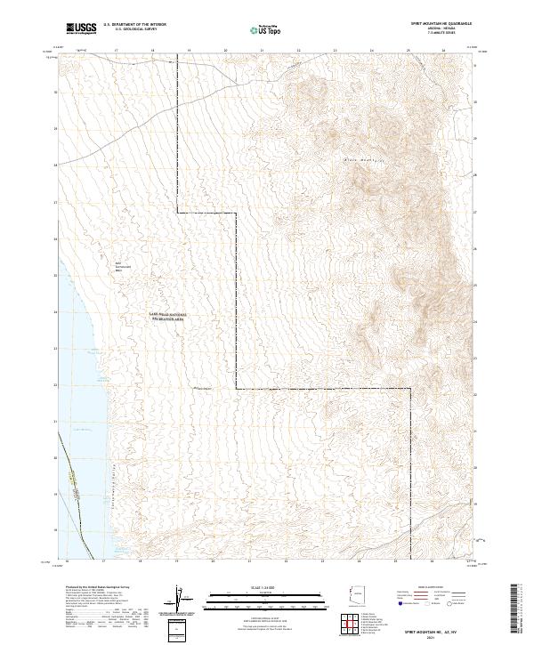 Spirit Mountain NE, AZ-NV — USGS 7.5-minute topo (2021)