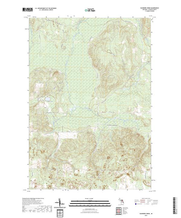Saunders Creek, MI — USGS 7.5-minute topo (2023)