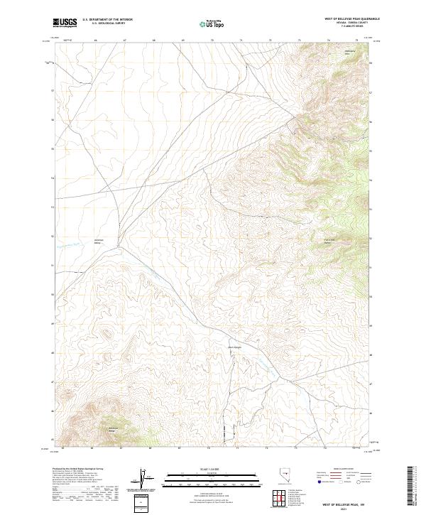 West of Bellevue Peak, NV — USGS 7.5-minute topo (2021)