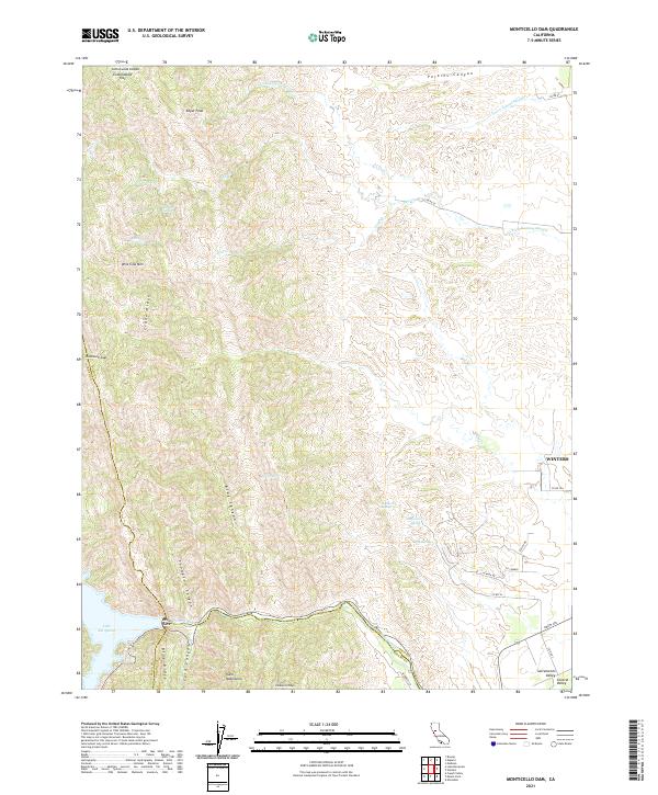 Monticello Dam, CA — USGS 7.5-minute topo (2021)