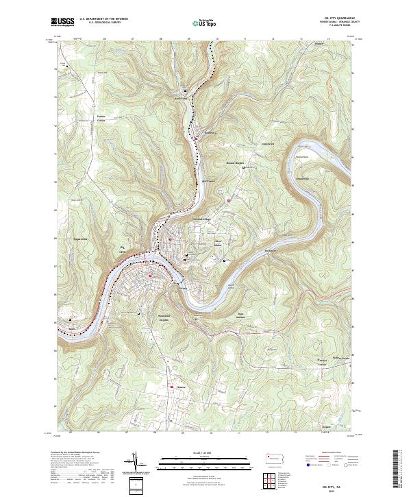 Oil City, PA — USGS 7.5-minute topo (2023)