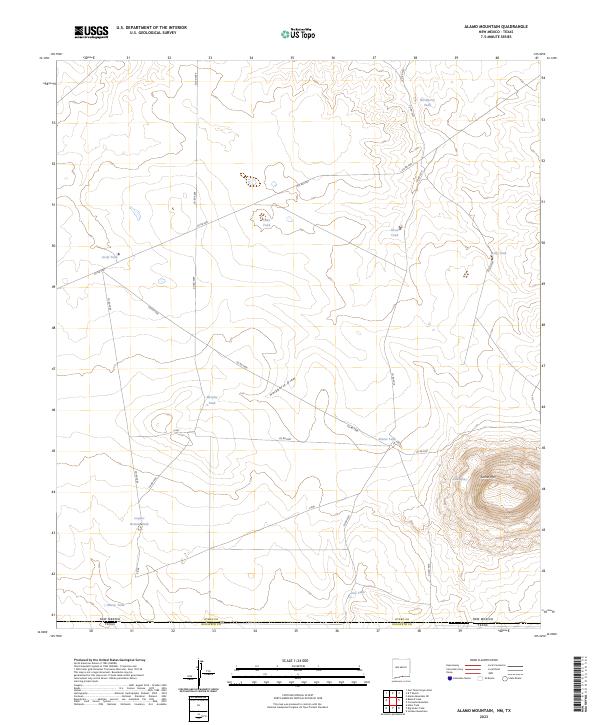 Alamo Mountain, NM-TX — USGS 7.5-minute topo (2023)