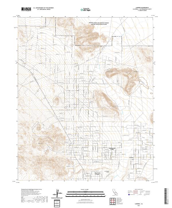 Landers, CA — USGS 7.5-minute topo (2021)