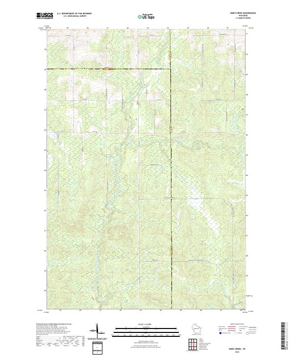 Simes Creek, WI — USGS 7.5-minute topo (2022)