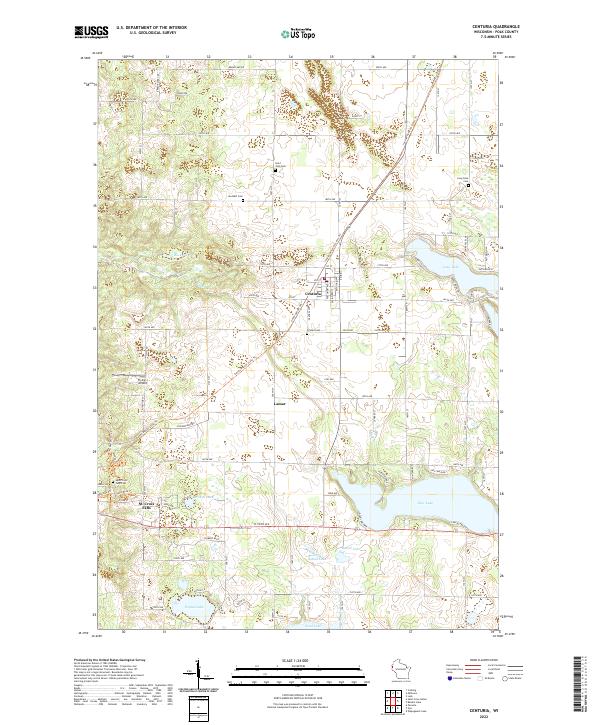 Centuria, WI — USGS 7.5-minute topo (2022)