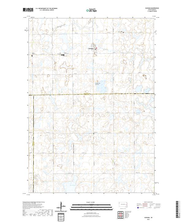Oldham, SD — USGS 7.5-minute topo (2021)
