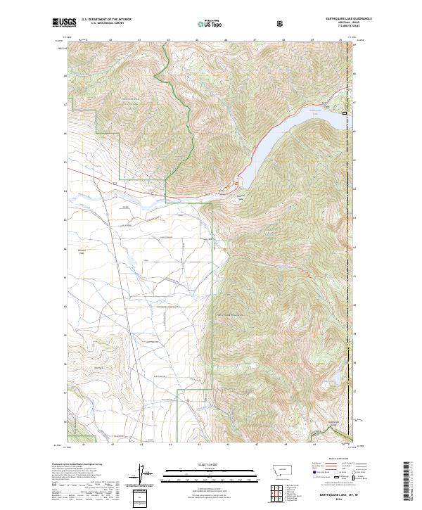 Earthquake Lake, MT-ID — USGS 7.5-minute topo (2024)
