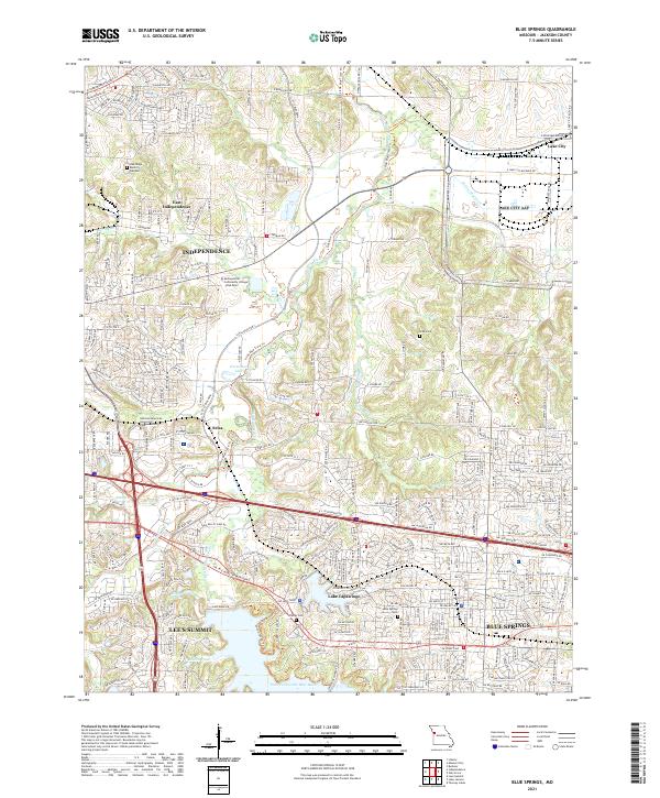Blue Springs, MO — USGS 7.5-minute topo (2021)