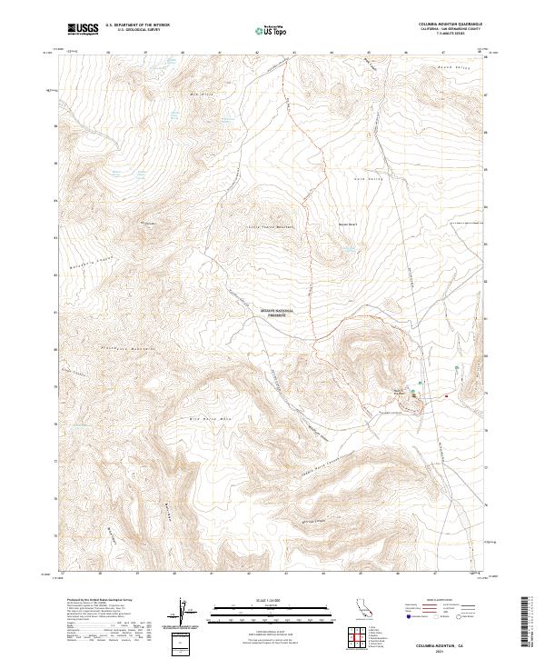 Columbia Mountain, CA — USGS 7.5-minute topo (2021)
