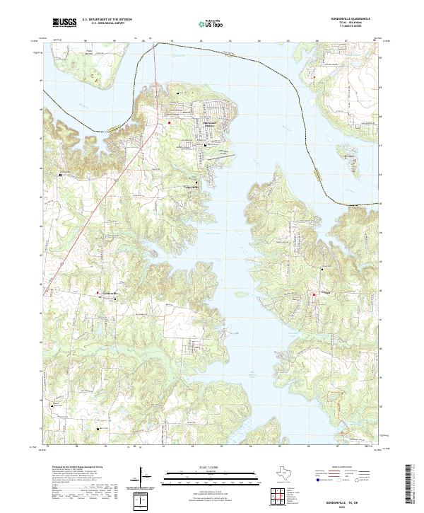Gordonville, TX-OK — USGS 7.5-minute topo (2022)