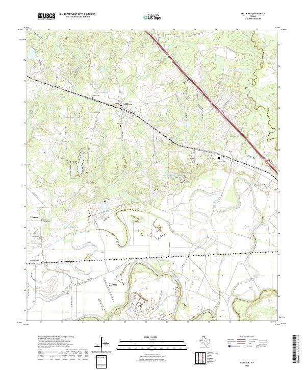 Millican, TX — USGS 7.5-minute topo (2022)