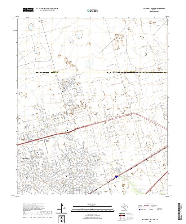 Northeast Midland, TX — USGS 7.5-minute topo (2022)
