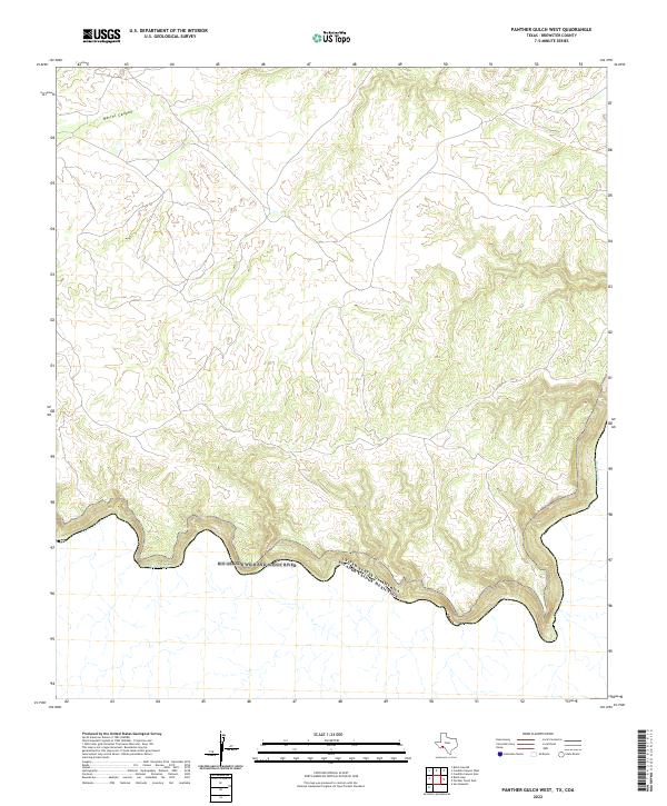 Panther Gulch West, TX,COA, US — USGS 7.5-minute topo (2022)