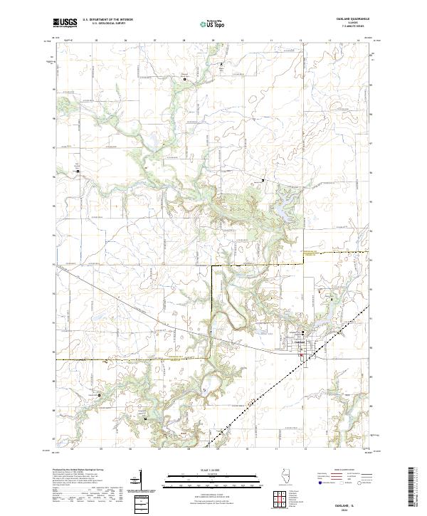 Oakland, IL — USGS 7.5-minute topo (2024)