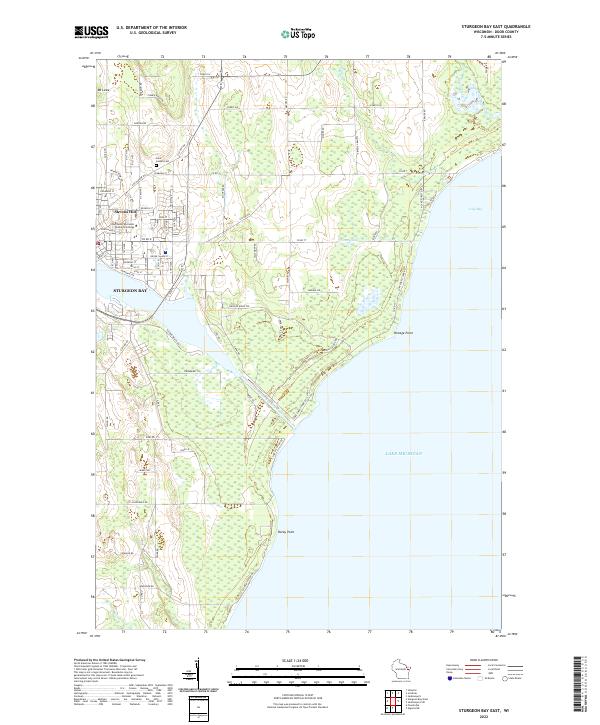 Sturgeon Bay East, WI — USGS 7.5-minute topo (2022)