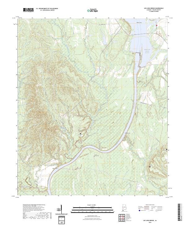 Lee Long Bridge, AL — USGS 7.5-minute topo (2024)