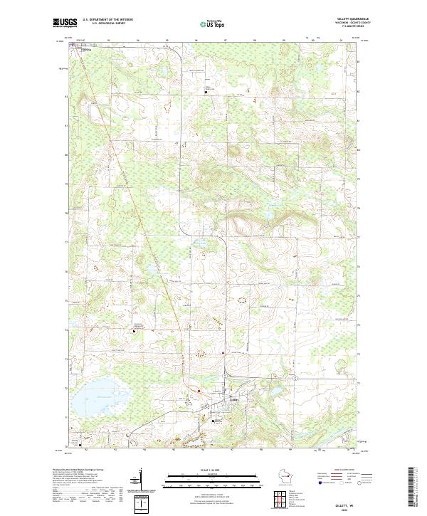 Gillett, WI — USGS 7.5-minute topo (2022)