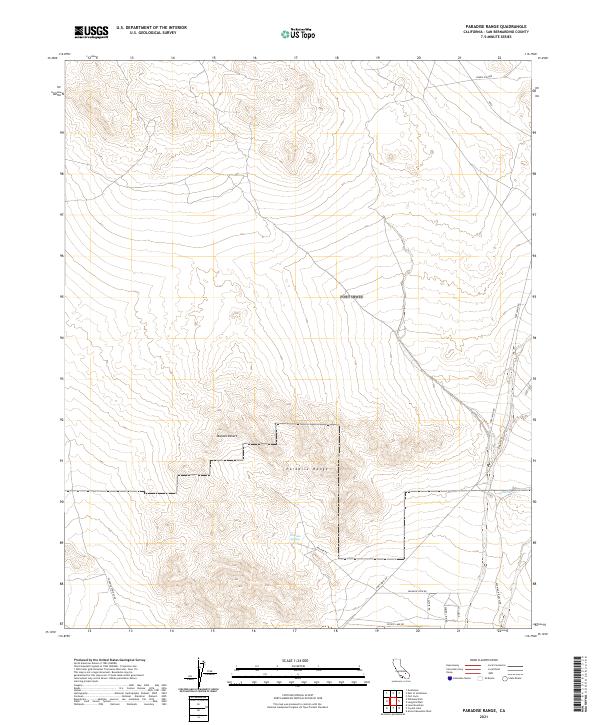Paradise Range, CA — USGS 7.5-minute topo (2021)
