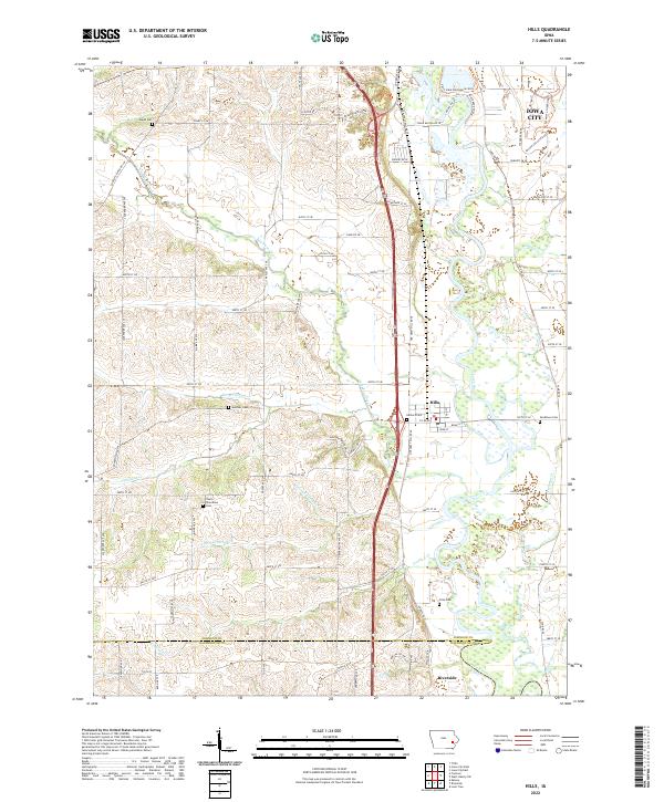 Hills, IA — USGS 7.5-minute topo (2022)