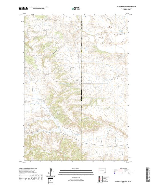 Slaughter Reservoir, SD-WY — USGS 7.5-minute topo (2021)